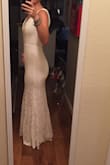 I love the lace. I was surprised by how much I loved this dress considering I typically don't like fitted clothing. The length was perfect too. This dress won't need to be altered except maybe to add some cups. - Haley F.