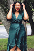 Purchased dress to wear to a wedding! The color is beautiful... the dress was a good fit but a little small around the thigh and booty area! Lol but loved the dress. - Marcella B.