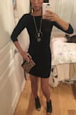 Super pretty dress and the bodycon style is very flattering.  My only issue is that in the photo of this dress online, it does look like the sleeves on this dress are 3/4 length sleeves... but in reality this is a LONG sleeved dress (which I didn't realize). Still, super cute and a good buy!!! - MaryBeth L.