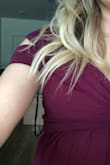 I'm currently pregnant and needed a bridesmaid dress. This dress fits my bump and is very comfortable. I usually wear a small but got a medium to accommodate the growth and it's perfect. The color is just slightly more purple than it looks online. - Ashley C.