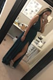 I loved the dress from the pictures and after careful review of other reviews I finally ordered it. I ordered a Medium since I still planning on losing weight but my biggest concern was my bust. I am a 32G (34DDD) and I could tell it would be an issue with a bra. Once I got it and tried it was BEAUTIFUL! No bra needed just probably double sided tape so I don't have an accident. It fit perfectly, a bit tight in the waist band area but that's because I'm in between sizes. It was long even with my heals so I'd probably get it hemmed. Other than that I HIGHLY recommend this dress, so sexy and flattering on I feel like anyone! - Tina M.