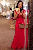 I never wear red so I ordered the red and black dress. Both were gorgeous but the red definitely stood out. I wore it to a friend's wedding and received so many compliments. I intended to wear a backless/strapless bra but it kept peeking through so I went bra less instead. The fit and length were perfect (with 3" heels). I danced and moved around comfortably. The fabric is thick with a slight stretch which gives it that expensive look. I love Lulu's! - Eva S.