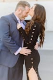 I used this dress for my engagement photos and it was perfect! I love the side slit, which you can make as long or as short as you want with the snaps. It definitely hugs your curves. And even though it's a sweater dress, it's not bulky. - Annie M.