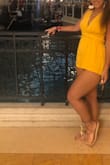 This romper is really cute and great quality. But, it is also very short. I wore the to brunch on a bachelorette party, so I felt comfortable even with the length. But it is not something I would wear to a family event. I'm 5,2 and have a slightly long torso. - Jaclyn L.