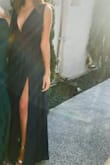 The upper part of the dress I had to get tailored to fit more snug. Otherwise length was perfect with heels. The drapery is heavy in the dress which makes it look elegant and not cheap. - Andrea S.