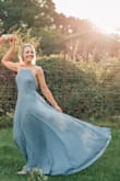 This dress is PERFECT!!!!!!! I am so glad I found it! It was exactly what I needed for my engagement pictures. Not only is the color my exact wedding color, but it is what I imagined for my engagement pics! It fit perfectly and I can't tell you how many compliments I got on it. The price was spot on and I got it a day sooner than I expected. 

I HIGHLY recommend this to anyone who needs a simple, but beautiful dress for any occasion! I will probably end up wearing it again for my rehearsal dinner just because I love it so much!! - Megan W.