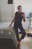 So I ordered a large because I am tall... And I am glad I did! The waist is loose, but it's comfy and playful. I love that overalls are making a comeback! - Kristen R.