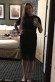 The dress was so perfect for the wedding we went to! Very comfortable to wear for a long time! Only complaint I have is that I was not able to wear a bra- if the top was covering it, the bra was showing out the bottom and vice versa. It could of been the bra I was wearing though and I didn't have time to look for a different one. You'll love this dress! Oh, and it washed so well!!! - Jessica O.