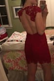 This dress fits so perfectly! I love the way it feels and all the details. The dress under the lace rides up a little when I sit or move around a lot but it's not unlike any other dress really! I wore it for my formal for school. Was very comfortable and it was perfect for the occasion! Would buy again. - Anna N.
