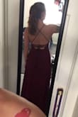 I will be wearing this dress for a friends formal wedding. Fits perfect other than being too long but I'm short. Super flattering backing! - Elizabeth A.