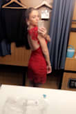 I took the advice of the other reviewers and ordered a size down, which was definitely a good decision. The dress fit great! It's a classy dress but the back adds some sexiness. I received a lot of compliments! - Kylie G.