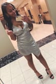 Really loved this dress! My weight usually fluctuates so I tend to run between a small or an extra small. I got a small this time around which fit perfectly, but I prefer a more fitted look so I wish I would've gotten an extra small. But I'm so happy I got this dress for a family party I went to! - Lakeisha M.