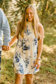 I wore this in my engagement photos. The color popped so much, which is what I was looking for. Beautiful dress! Plus the back is open and that makes it even cuter! - Hanna F.