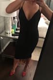 I bought this in the blue size medium and it was large in my hips and waist so I had it taken in. I thought the black would be the same but it fit like a glove! - April S.