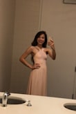 I had a hard time trying to decide if should get a XS or a S, so I just went for an XS. It fit my chest perfectly (since I've got a small chest) but it was a little tight around my waist, nothing too uncomfortable since the fabric has a small amount of stretch although I wouldn't rely on that if you're stuck between sizes! I did have to get it hemmed about an inch and a quarter so that it didn't drag on the floor when I wore my heels. For the price and convenience, I would 100% order from here again! - Elaina W.