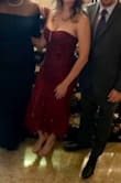I wore this to a Winter wedding this past weekend and it was perfect! The color is very pretty and the material looks high dollar. The fit was great. I have a fuller bust and hips. I did have to wear a strapless bra, otherwise the top would have been too loose. Thanks Lulus! - Jessica D.