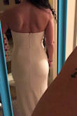 Very form fitting...meaning you can see every curve and crease in the blush color. Thick material. True blush/baby pink color I needed for bridesmaid dress! - Keilye P.