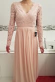 The blush pink was slightly lighter than what I had In mind. Other than that, I am pretty happy with the style and the fit. Hemming will be required of course but it will make a great bridesmaid dress for my fall wedding. - Joanne D.
