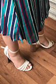 They fit me a bit loose and big, but 5.5 was the smallest size available. I'm usually a 5.5 even 6 but these heels do run big. Aside from that they are cute. They do get dirty very easily and it gets hard to clean them without removing the original color. - Fernanda