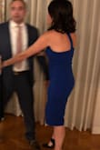 I ordered this dress for a wedding. It fit very well, easy to dance in. I got many compliments throughout the night. Slit wasn't too high but still sexy! Also didn't wear a bra and worked out well. - Rachael A.