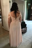 I wore this dress in my best friend's wedding and got so many compliments! It was so comfortable and fit perfectly. The material wasn't too heavy so I was able to wear during a sunny outdoor wedding. It was also great that I didn't have to wear a bra with the dress. I would recommend wearing a slip or light colored underwear as you can see through the dress slightly if you have darker colored underwear. I also loved that I didn't have to worry about wearing any type of spandex underneath as the dress is flowy and flattering. Highly recommend! - Carlie S.