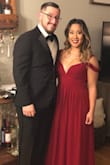 This dress fit me very well in the bust and waist. Since I am petite, I did have to get the dress hemmed and the straps shortened a little. I got compliments all night! It was perfect for the black tie wedding I attended. - Lisa C.