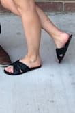 These shoes are very cute, but the twist/knot rests on the top of the foot which is uncomfortable and sometimes makes it hard to keep your foot from sliding out the back of the shoe. Very cute but not good for long term wear. - Kami C.