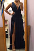 I ordered a navy dress the color was amazing! The slit is a little high but it's so cute so the only real complaint is the length of the straps. Other than that, it's amazing perfect bridesmaid dress. - Xitlalic C.