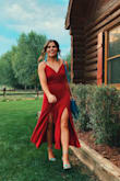 I love this red dress! You can dress in up in so many different ways and the material is very soft and comfortable! I also loved the added slits on the side which made it fun! - Leah Z.