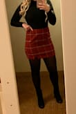 I absolutely loved this skirt. The material feels super nice and the color is great. 

I have a fairly small waist and bigger thighs, so the skirt was a little more snug around my butt than I would've initially liked, but it worked out great! - Erika A.
