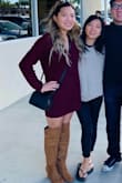 I've gotten a lot of compliments on this sweater dress. I personally enjoy wearing it with boots with the V cut on the front. Comfy and cute! I'm usually a S, but ordered an XS after reading the reviews. - Jennifer C.