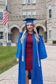 I bought this for my college graduation party and absolutely loved the way it looked and fit. It is a nice thick material and has a thin slip underneath the skirt section. I got a medium. :) - Jenna J.