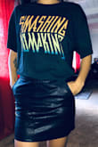 Every girl should have a black leather mini skirt in her closet. Deep down I've always known this but I've never made the leap. This skirt was well priced with a nice texture so I decided to go for it. I'm usually an XS in Lulus, I tried both the XS and S. They both fit but I decided to go with the XS as it was more snug around the waist and just looked better. I wish it was just more form fitting and hugged the booty a little more, but not a big deal, it's still very nice skirt and comfortable. - Jasmine C.