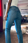 I've been searching for the perfect pair of high-waisted skinnies for forever and these are it, they're form fitting enough but still have a bit of a straight leg that makes my legs look longer than they are. They're not very stretchy but I'm glad, it's good quality denim and you definitely feel it. I have short legs so these hit right at my ankle. - Jasmine C.