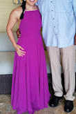 This dress was great! I have used it for 3 functions already. I could make it formal or for a beach wedding/cruise event. I did have to have it hemmed. The straps helped make it smaller on top. The material is thick, heavy and good quality. - Devon P.