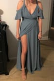 Fits great! Pretty long! The bride wanted our dresses to touch the ground when our heels were on and it def does! Very comfy. No need for a bra because the way the seams are! Overall, it was a great purchase! I don't have to have it altered at all! - Hillary C.
