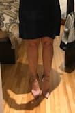 Before buying, I have read they were running a little large. Usually I wear a 6.5 and sometimes 7, so I took 6.5 and it fits perfectly. I don't think I would go with a 6 though. If you are not used to high heels, I wouldn't recommend going with these, try something lower, they are really high and I wear heels every day. - Chloe D.