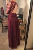 This dress is fantastic! 
It's much higher quality than I expected- the lace is gorgeous, almost more like embroidery or knit-work than a lace fabric. It's got great texture that photos really don't do justice. 
The fit is true to size. I'm normally a size 6-8 depending on the cut (quite curvy, pear shaped despite 32D bra size) and the medium fit perfectly. It's very tall woman friendly too, which is incredible! I'm 5'10" and the dress was a little long on me even with heels (that's a delightful first!), so short-average women will probably need to hem. 
This dress is very classy and elegant, while also looking (and feeling) effortless. The open back makes it sexy without being risque at all. Perfect for the black tie optional wedding I attended where my boss and the bride's grandparents were in attendance. - Haley A.