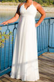 This dress was perfect for a small waterfront wedding ceremony out in Texas. It was flowy and had an amazing relaxed fit that allowed it to be comfortable for extended period of time. I ordered stick on bras to ensure it was a very clean look. The dress went all the way to the ground even with 4inch heels on, but it wasn't dragging so it worked perfectly. This was a great purchase. - Devona T.