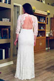 I really wanted to love this dress after seeing it on the site, it checked a lot of my boxes. Unfortunately, once I got it on, it was too short, barely skimming the floor even when I was barefoot. The fit was nice, the back lovely, the lace pretty and delicate. Just not long enough :( - Stephanie S.