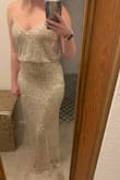 LOVE this dress, but I am a bit worried about the straps not holding up through the night of dancing and people possibly stepping on the gown. Absolute perfect length for 3 in heels and fabric is soft and comfortable. The straps however feel like they are held together with a few stitches. The straps are very thin, and the way it sits on my chest is not the most flattering by my armpit, so I will be returning. I often am between medium and large with Lulus, but the medium was great. - Chelsea E.