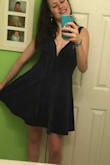 I'm a tall girl with a bit of a tummy, broad shoulders, and very little cleavage.....so basically dresses never fit! I ordered this dress a week before my winter dance which was a bit of a gamble but the shipping was very timely and arrived earlier than expected. Anyway onto the actual dress it fit like a glove. It hid my imperfections really well and was very flattering. For all the tall girls out there this dress is fantastic because it hits a modest 4-5 inches above the knee. The straps were a little large and the neckline was very revealing so I sewed it up about a half an inch for modesty's sake but in all this dress is AMAZING! - Emma H.