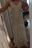 The lace is gorgeous and vintage, I think it would look better on a more slender and long frame than my athletic short build. The lace is thick and beautiful. If the back had been lower I might have made it work. - Danielle D.