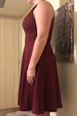 Got the dress for a dinner. The material is pretty thick, so it hangs well. The skirt is a little more full than I thought it would be, but I think that allows more mobility. It is definitely pretty high quality. I also really like that the back goes all the way up because I can wear a normal bra. Perfect combo of comfortable and stylish to spend a late night out in! - Beth J.