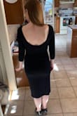 I LOVE this dress! I was a little nervous about it being too clingy, but it fit perfectly. I was a little bit big in the shoulders, but nothing too crazy. I was able to wear a strapless bra, no problem. I was at an event at the statehouse and this dress was perfect, not too dressy but not casual at all. I got so many compliments throughout the day! It was a little long but the length was perfect for the occasion. I can't wait to wear it again. - Kelsey E.