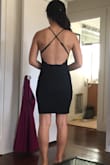 I freakin' love this dress! I am usually between an XS and S according to Lulus' size chart, but since this is a more fitted style, I went with the S. It fits like a glove! It is usually SO hard for me to find a fitted dress that actually looks good on me... I am petite and have more of a booty, but this dress is absolutely perfect. The top straps are adjustable to make the fit just right on the top, and the material is thick and slightly stretchy so it actually looks good on the bottom. It's really flattering and sexy without being too revealing. - Alexis D.