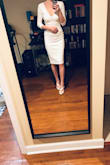 The dress itself is very pretty. It fits perfectly; however, I'm very disappointed with the color. This is a second "WHITE" dress that I ordered recently from Lulus, and both of them came out looking like that- yellowish. I'm not sure if washing with bleach would help... very disappointed. - Katarzyna L.