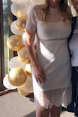 This dress was perfect for my bridal shower! I have never felt more beautiful and the dress fit like a glove.
I typically wear a m/l and 8/10 so the large fit well (I chose to wear Spanx under due to previous weight loss but it wasn't needed) - Brianna S.