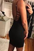 My favorite part of this dress is the back detail. Ordered a small since this fabric has stretch. My measurements say I am a medium, but I have found that the smalls fit better if they have stretch. I also like that the straps are adjustable! - Sara B.