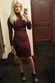 I wore this to a Christmas party and loved it! I was comfortable, felt classy, felt hot- got a bunch of compliments. I really like the deep cranberry color. I would like to see the turtle neck slightly shorter, but it was manageable. My biggest gripe is that the skirt rides up.. quickly. It looks like a dress after 2 minutes. Most people thought I was wearing a dress, I had to keep adjusting. - Elle P.